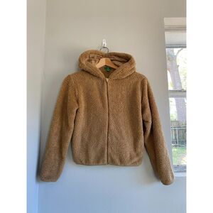 Dip Sherpa Teddy Full Zip Hoodie in Coffee Color Size Girl's Large